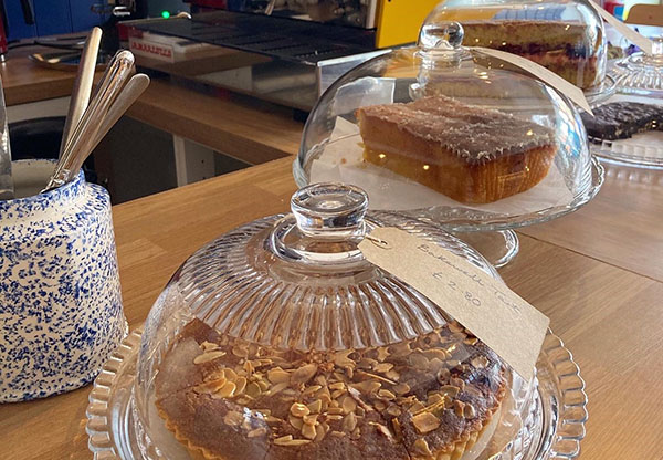 Cafe cakes on counter