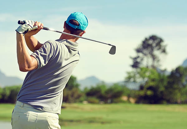 Golfer taking a shot