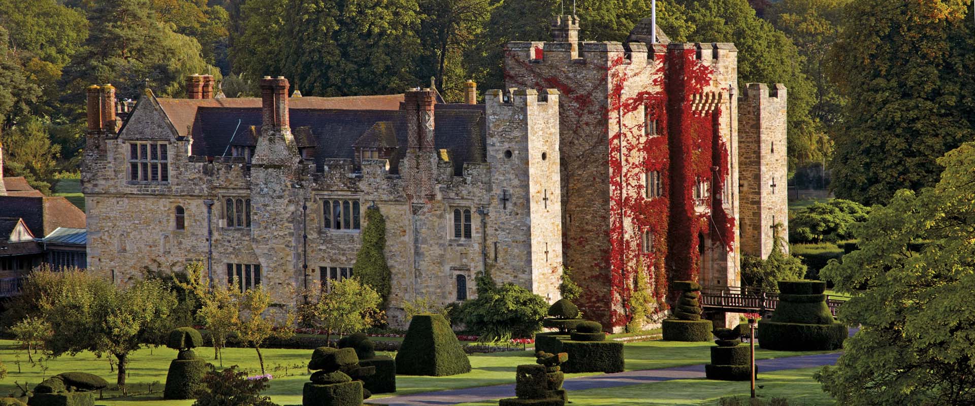 Hever Castle in Autumn Lavender fields at Castle Farm